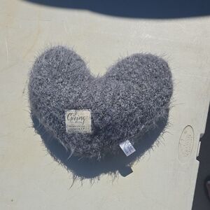 Demdaco Fuzzy Gray Heart Accent Pillow